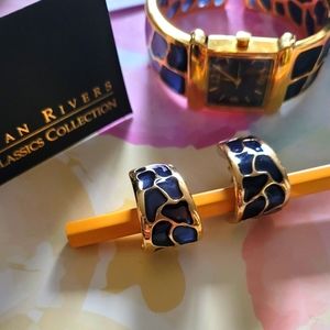 Vintage Joan Rivers Watch & Earrings Set